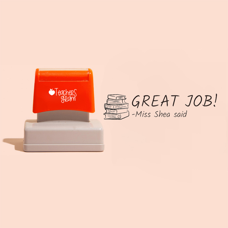 Personalized Name Great Job Books Teacher Rectangle Stamp