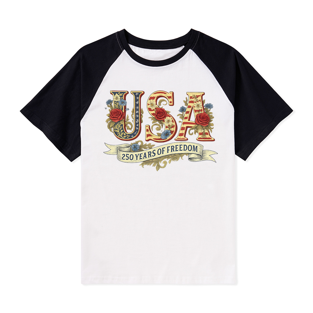 Usa 250 Years Of Freedom Teacher Raglan T-Shirt
