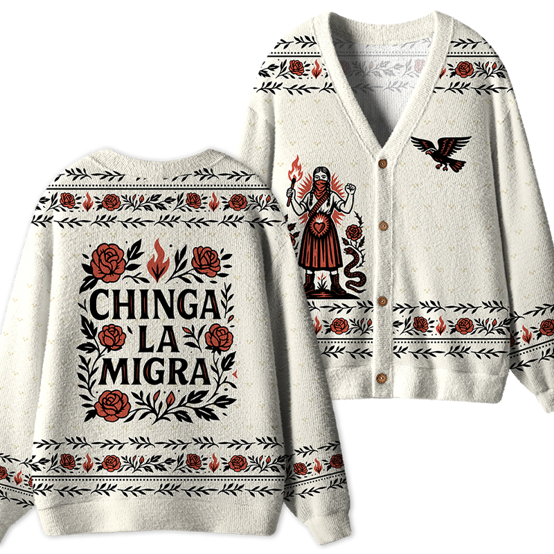 Chinga La Migra Teacher Ugly Cardigan Sweaters