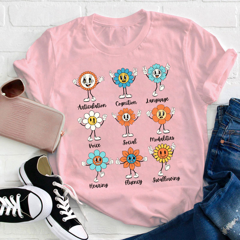 Cognition Language Voice Social Flower Teacher T-Shirt