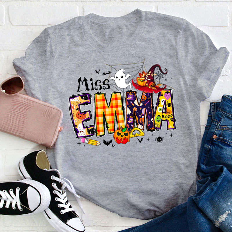 Personalized Name Happy Halloween Teacher T-Shirt