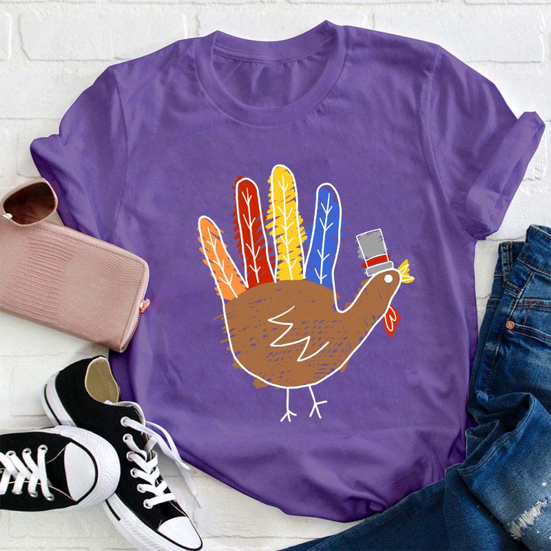 Hand Painted Turkey Teacher T-Shirt