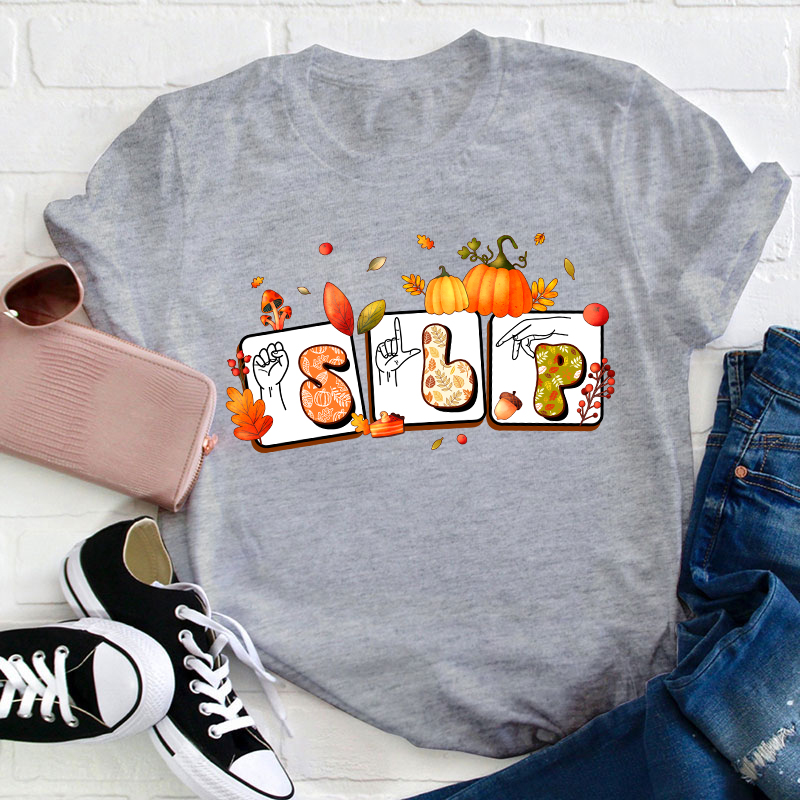Fall Pumkin Slp Teacher T-Shirt