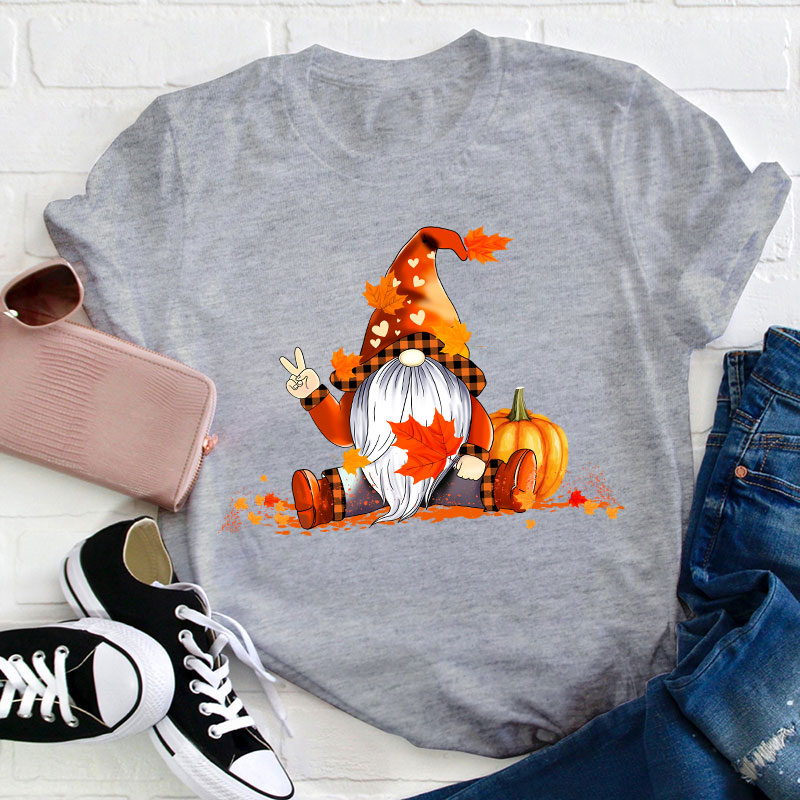 Autumn Gnome Teacher T-Shirt