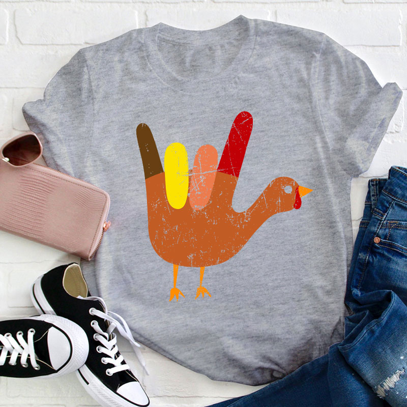Love Peace And Turkey Teacher T-Shirt