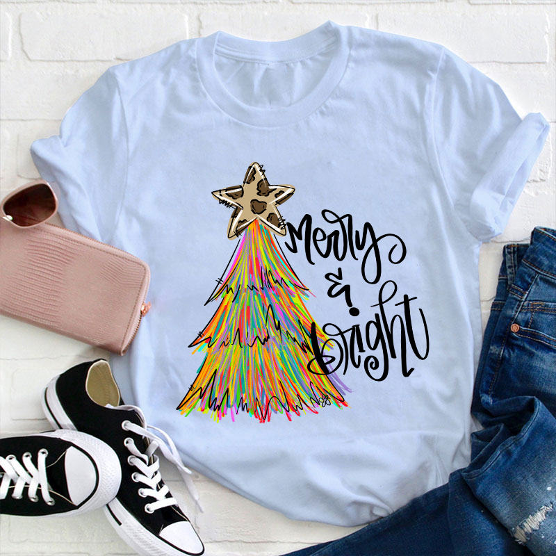 Merry And Bright Teacher T-Shirt