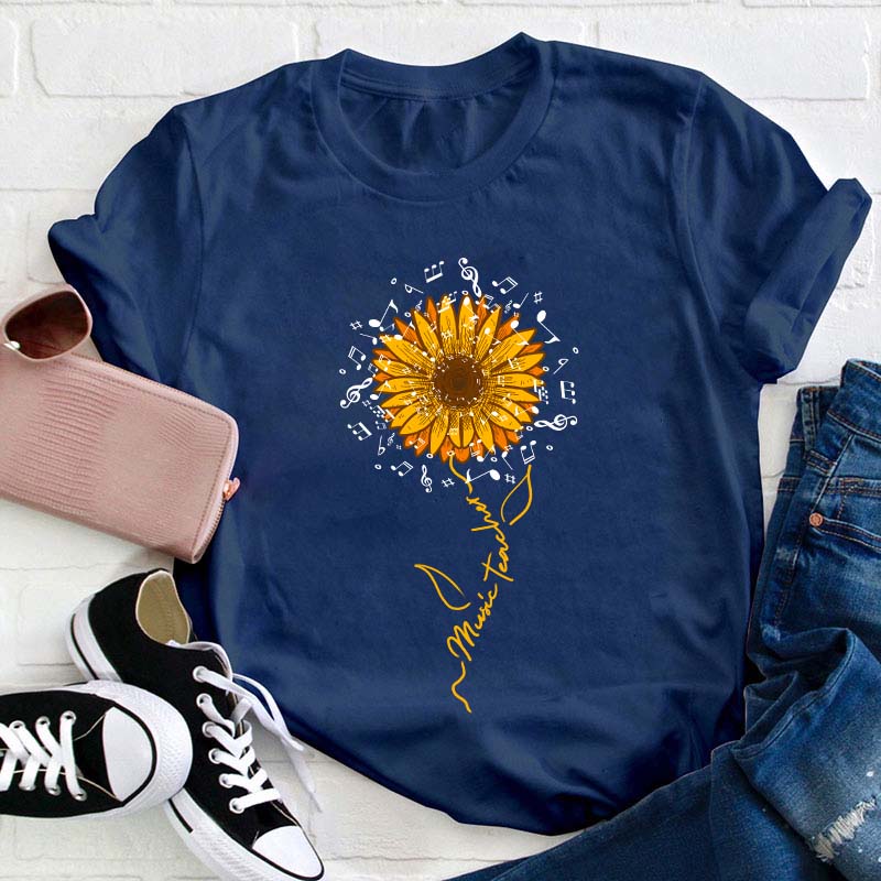 Music Teacher Sunflower Teacher T-Shirt