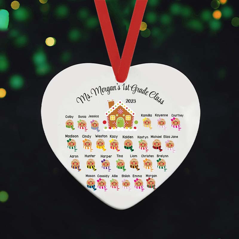 Personalized Teacher's Class Teacher Ceramic Christmas Ornament