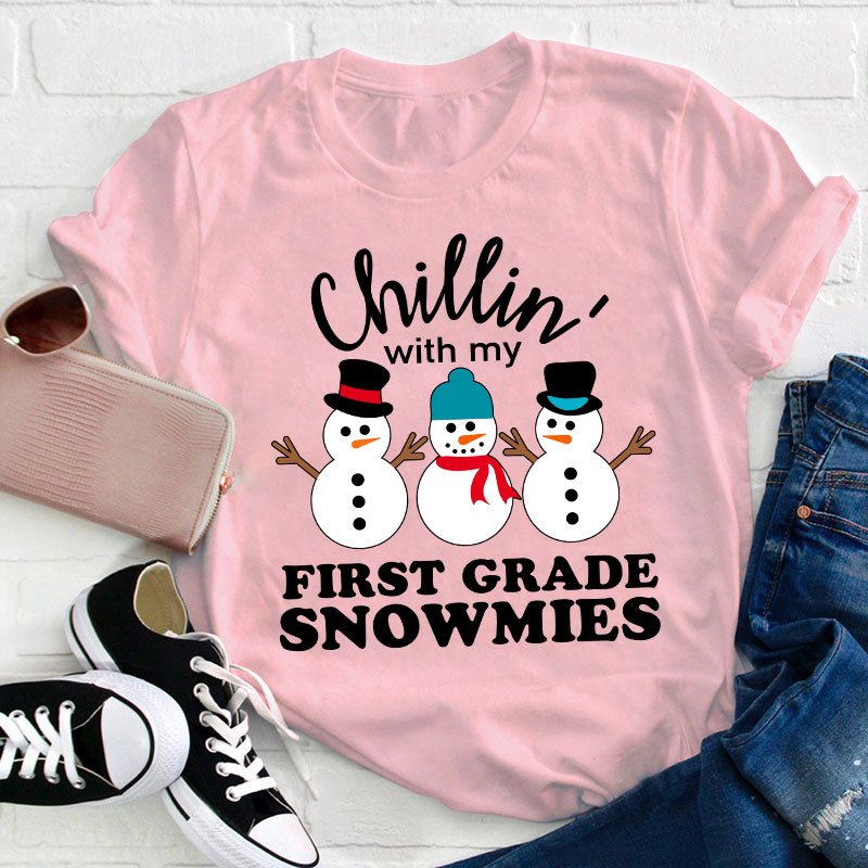 Personalized Grade Chillin' With My Snowmies Teacher T-Shirt