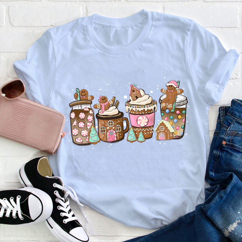 Gingerbread Christmas Coffee Christmas Teacher T-Shirt