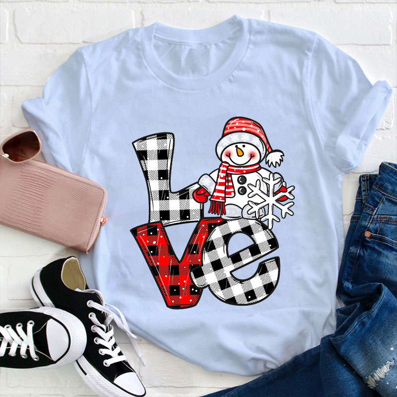 Love Cute Snowman Teacher T-Shirt