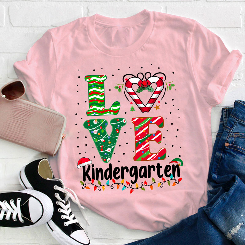 Personalized Grade Love Christmas Teacher T-Shirt