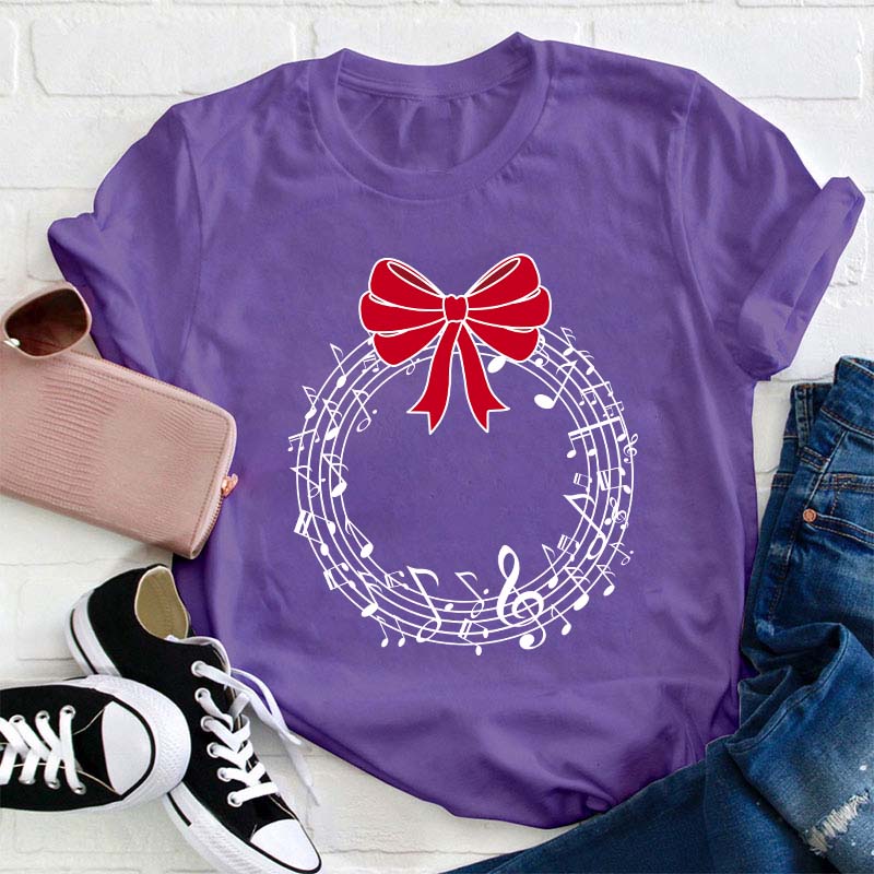 Music Wreath Christmas Teacher T-Shirt