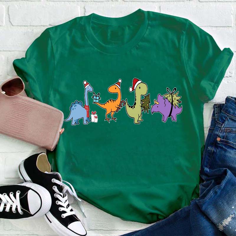 Christmas For Dinosaurs Teacher T-Shirt