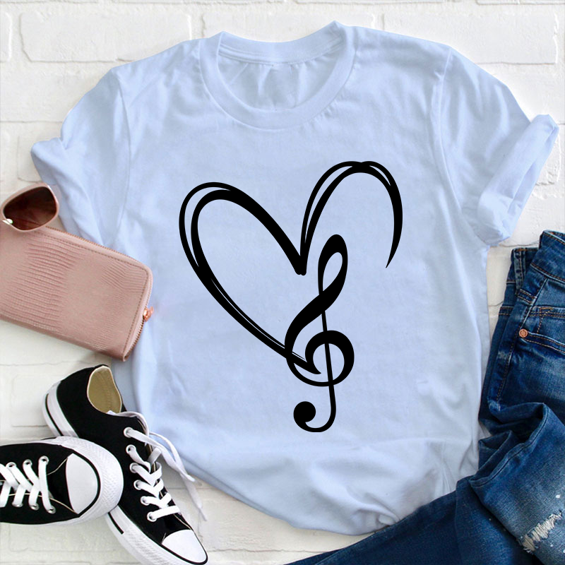 Music Note Heart Teacher T-Shirt