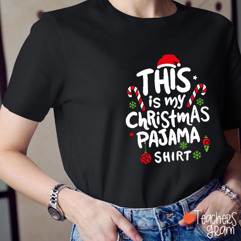 This Is My Christmas Pajama Shirt Cute Icons Teacher T-Shirt