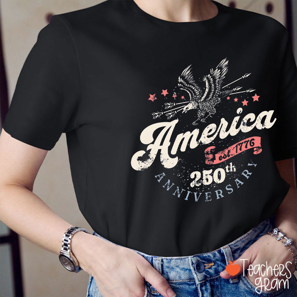 America Est 1776 250th Anniversary Teacher T-Shirt