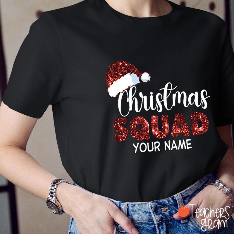 Personalized Name Christmas Squad Teacher T-Shirt