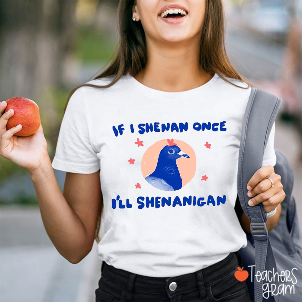 Funny Pigeon If I Shenean Once Teacher T-Shirt