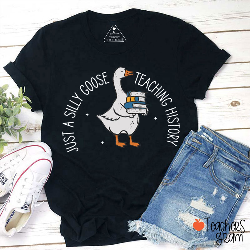 Personalized Just A Silly Goose Teaching Teacher T-Shirt