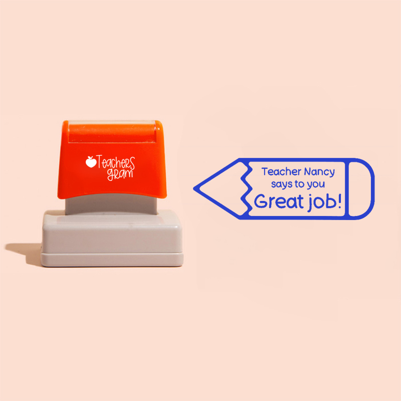 Personalized Name Says To You Great Job Teacher Rectangle Stamp