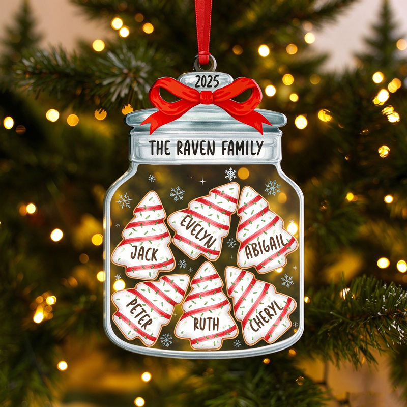 Personalized Name Christmas Tree Cookie Jar Shaker Ornament