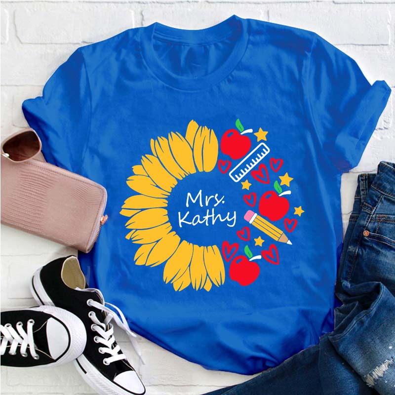 Personalized Sunflower Teacher Life Teacher T-Shirt