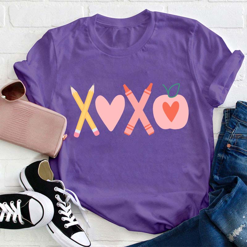 Pencil Crayon Apple Teacher T-Shirt