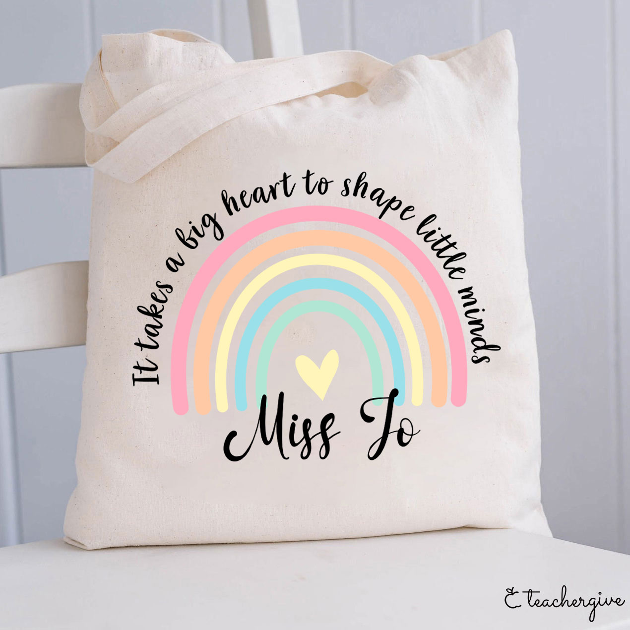 Personalized It Take A Big Heart To Shape Little Minds Teacher Tote Bag Sale-Teachersgram