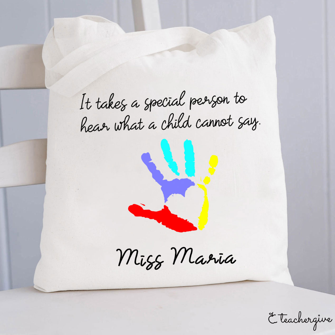 Personalized It Takes A Special Person To Hear A Child Cannot Say Teacher Tote Bag