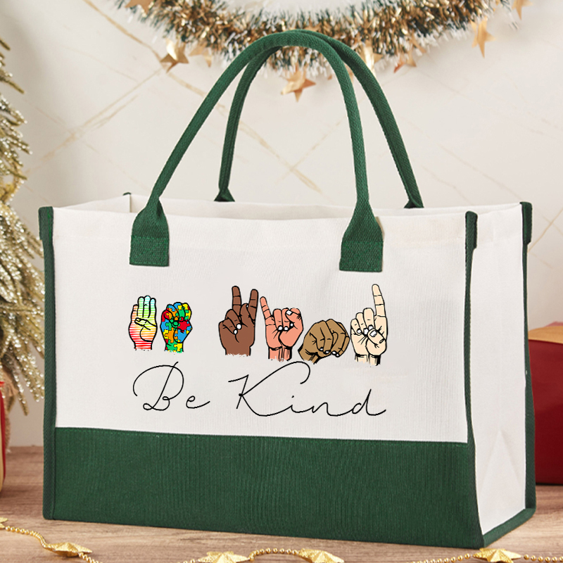 Sign Language Diversed Be Kind Teacher Cotton Tote Bag
