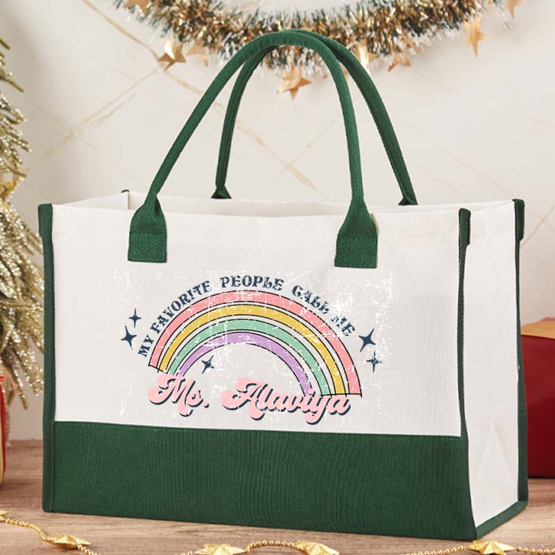 Personalized Name My Favorite People Call Me Teacher Cotton Tote Bag