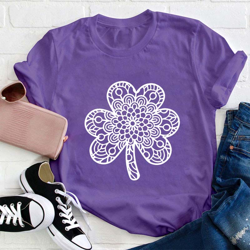 Pretty Shamrock Mandala Teacher T-Shirt