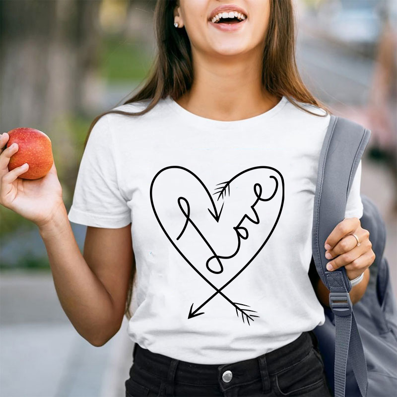 Love Heart Valentines Teacher T-Shirt