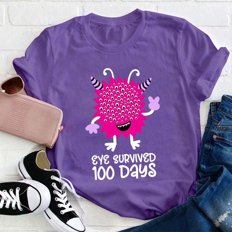 Eye Survived 100 Days Teacher T-Shirt
