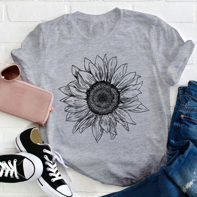 【CPGN STUDIO】Roseville Flower Short Sleeve T-shirt Floral Sunflower Teacher T-Shirt Sale-Teachersgram