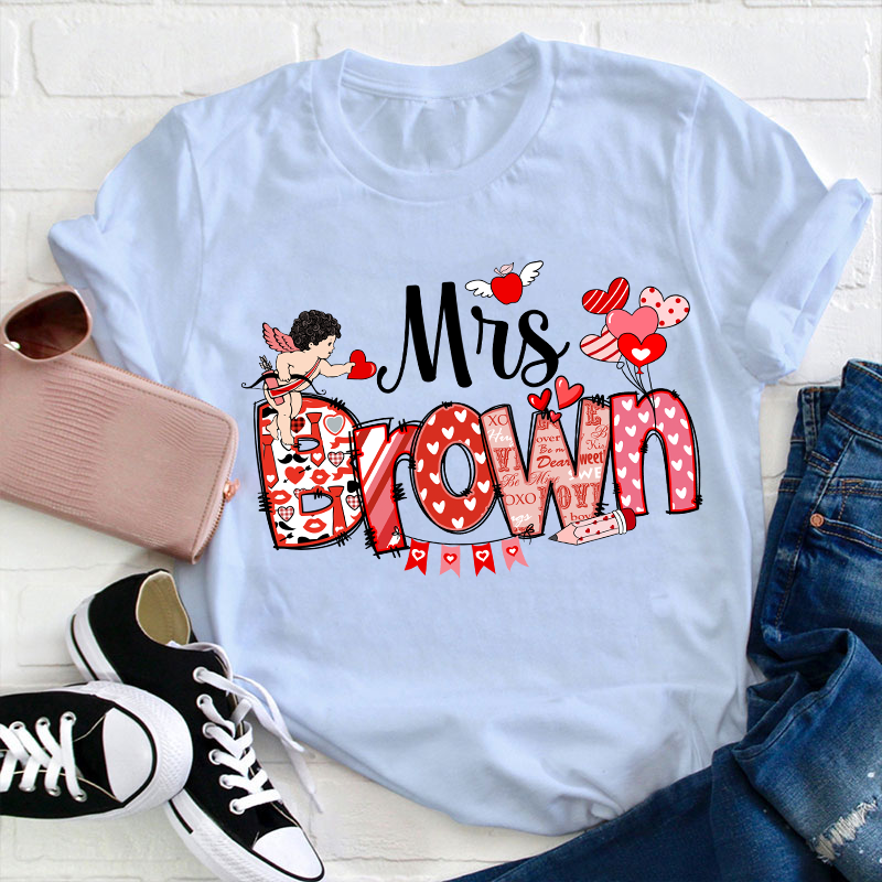 Personalized Valentine Cute Teacher T-Shirt