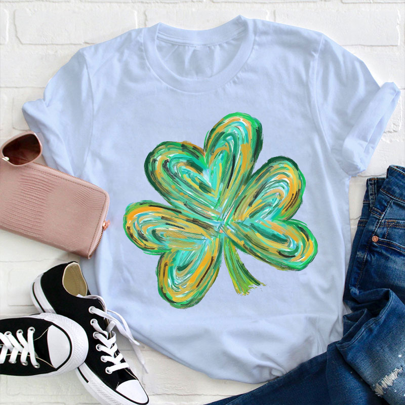 Colorful Clover St Patrick's Day Teacher T-Shirt