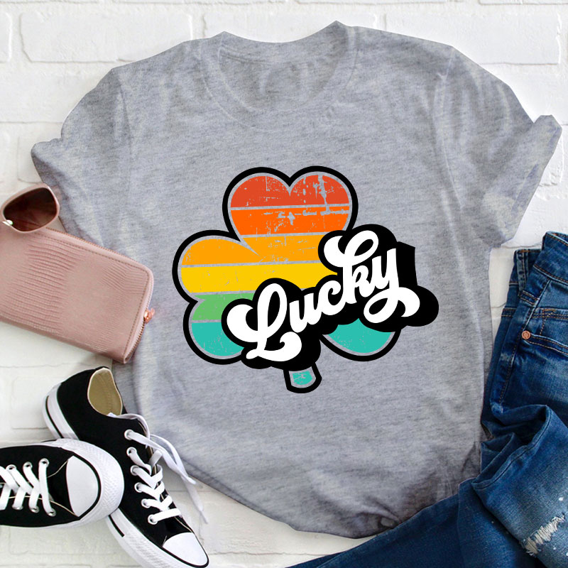 St. Patrick's Day Lucky Retro Teacher T-Shirt