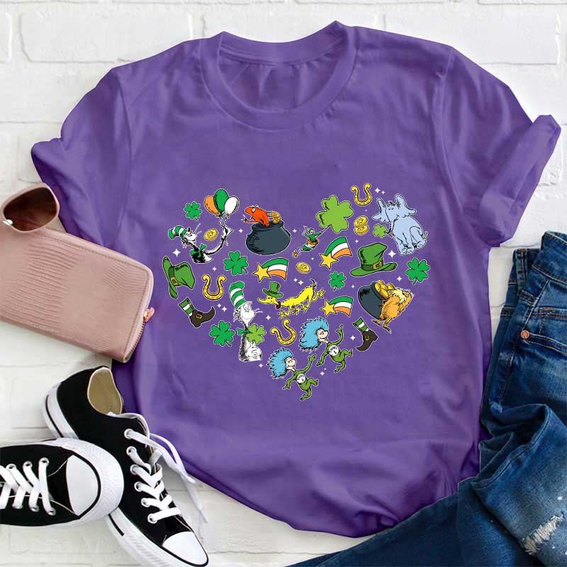 St Patrick Day Love Heart Teacher T-Shirt