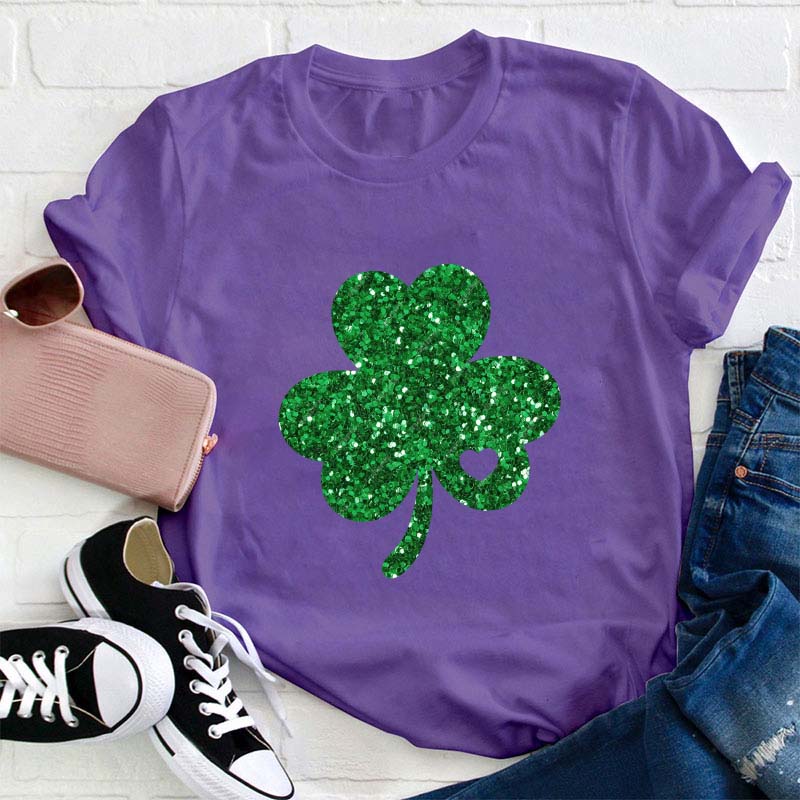 Glitter Shamrock Teacher T-Shirt