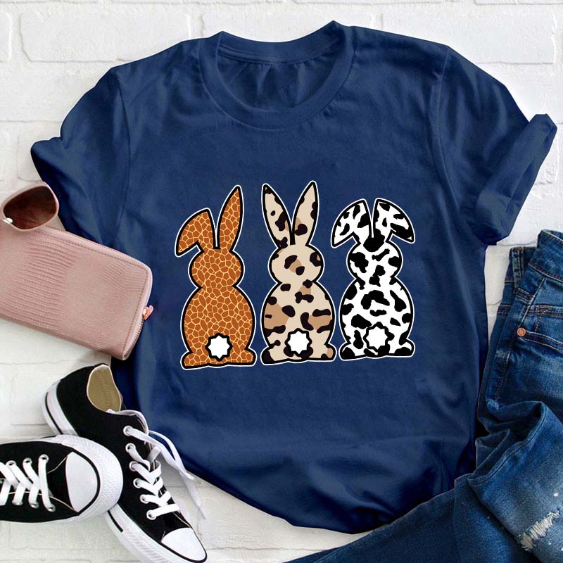 Leopard Bunnies Teacher T-Shirt