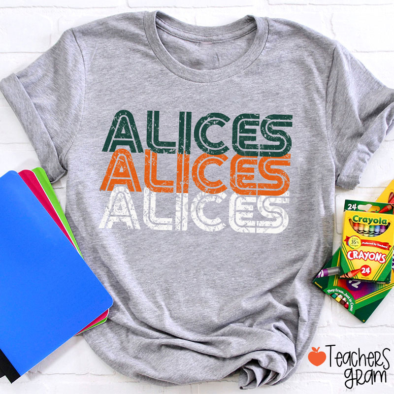 Personalized Mascot Retro Lettering Team Name Teacher T-Shirt