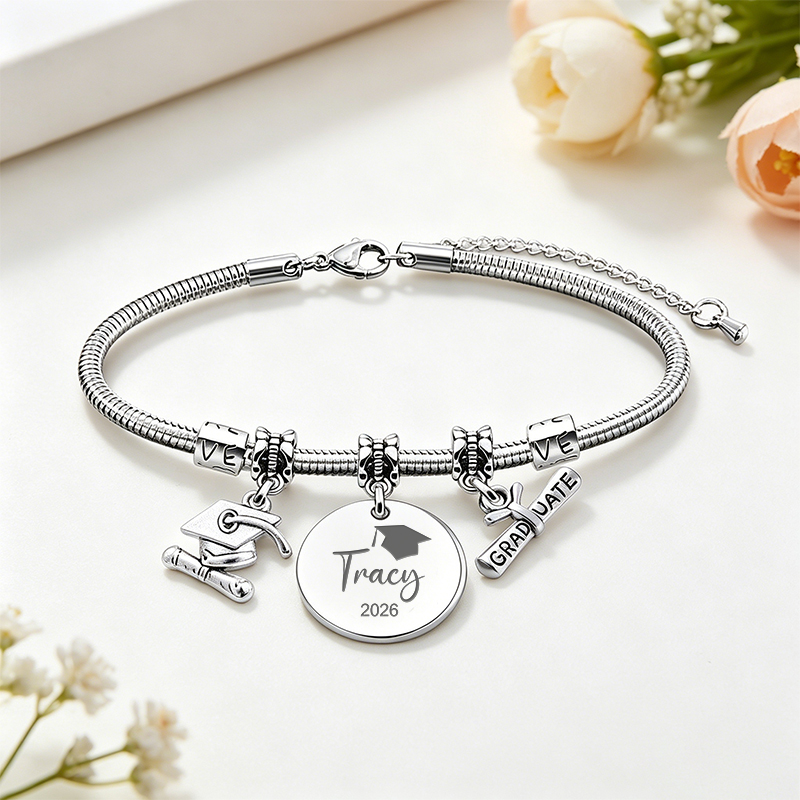 Personalized Name Graduation Keepsake Teacher Metal Bracelet