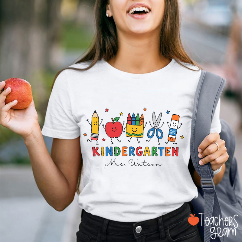Personalized Grade Name School Supply Teacher T-Shirt