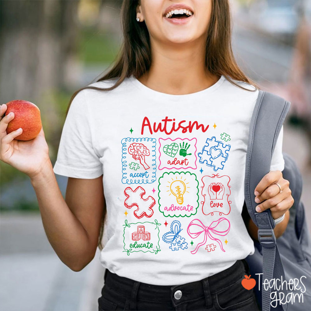 Autism Awareness Adapt Advocate Love Teacher T-Shirt