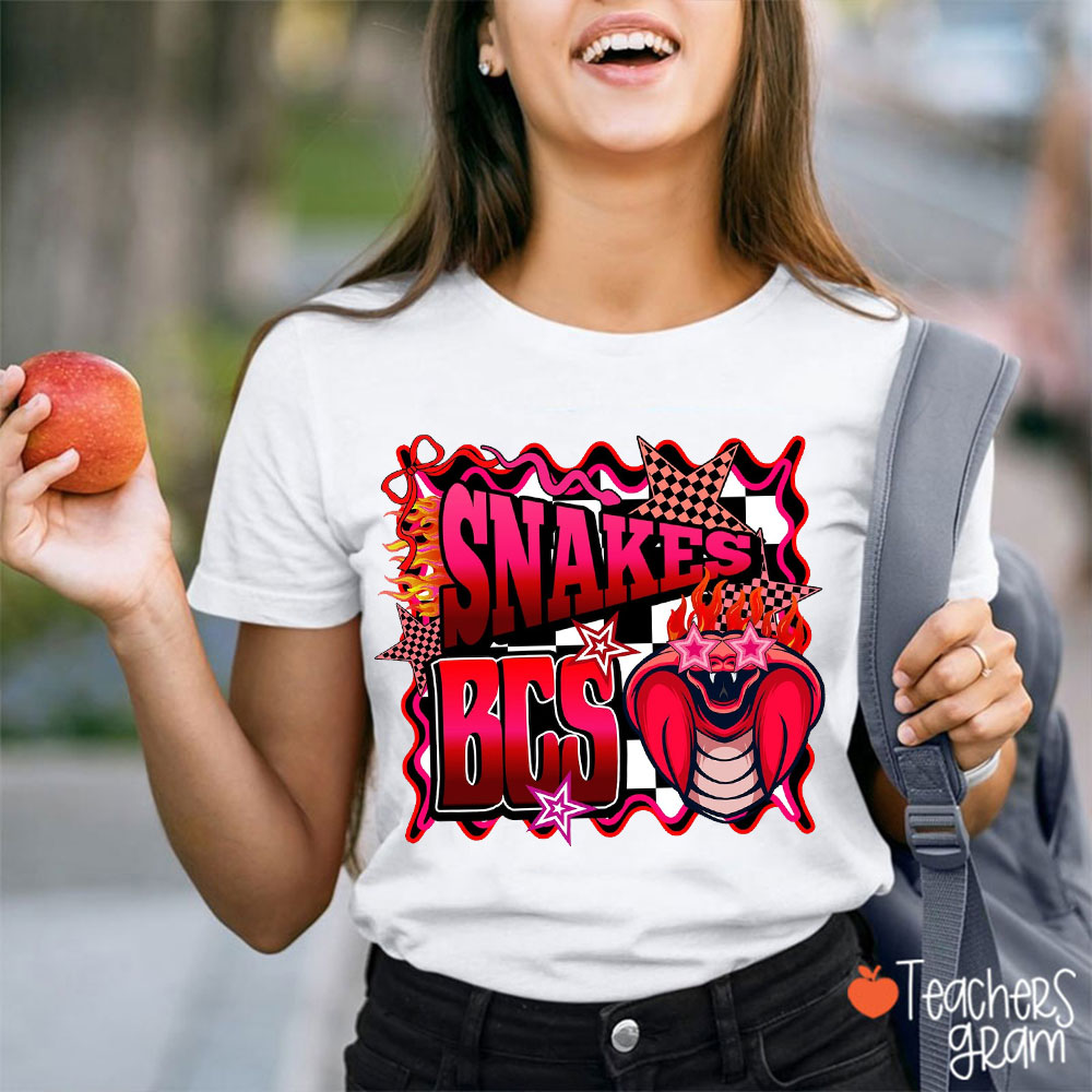 Personalized Mascot Wearing Sunglasses Checkerboard And Flame Teacher T-Shirt