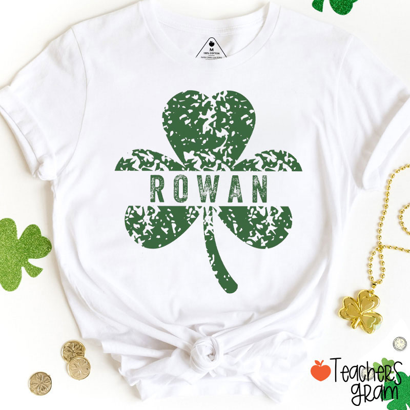 Personalized Name Retro Shamrock Teacher T-Shirt