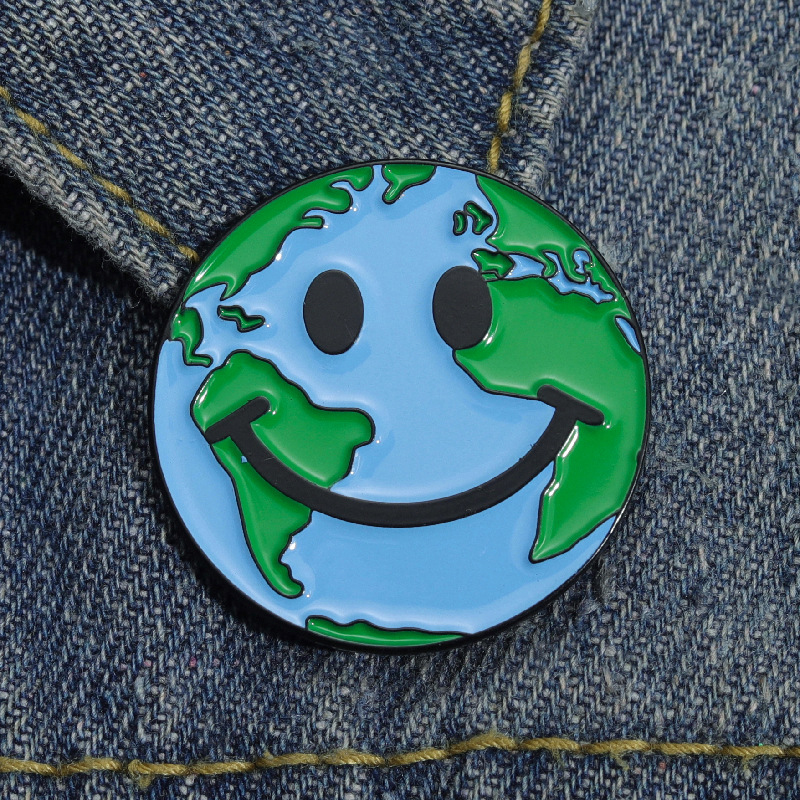 Protect The Earth Smiley Face Teacher Pin