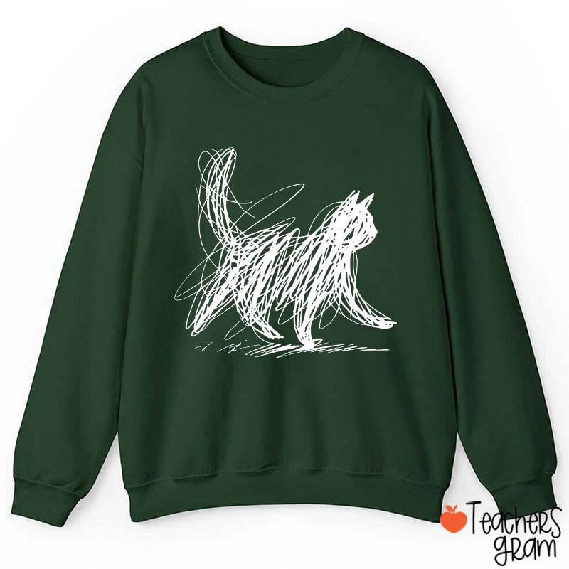 Vintage Cat Line Teacher Sweatshirt